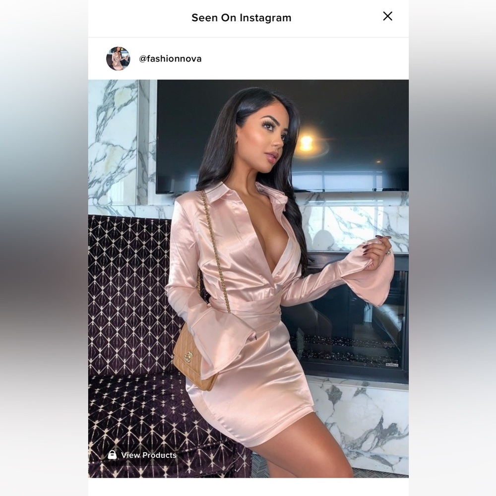 Fashion Nova Set Up Satin Mini Dress- Pink